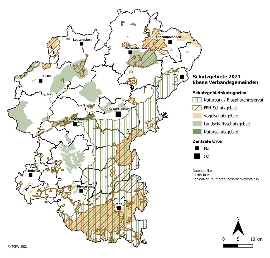 Karte Schutzgebiete der Westpfalz 2021