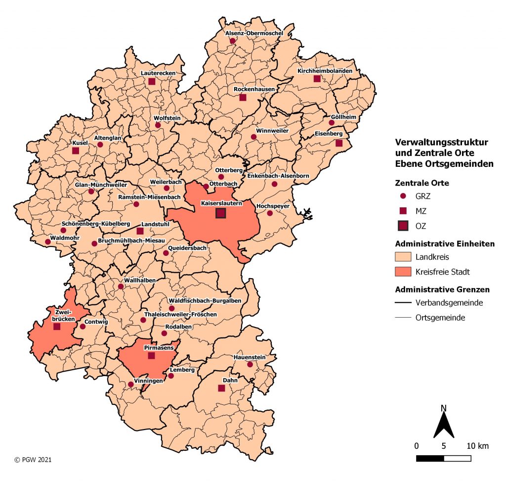 Karte Verwaltungsstruktur der Westpfalz 2021